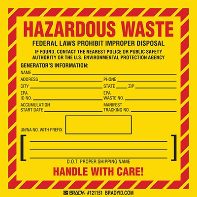 Hazardous waste label